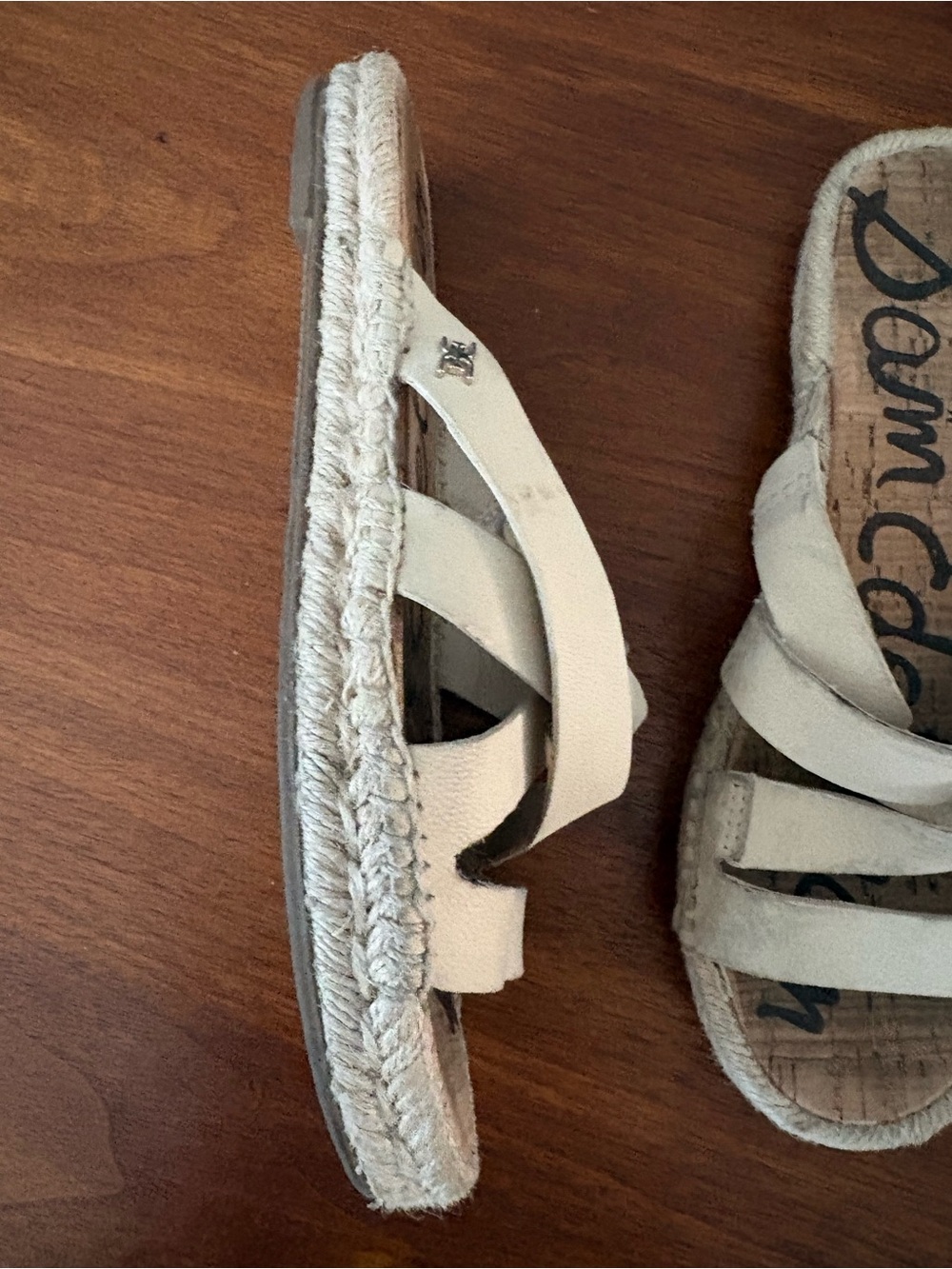 Sam Edelman Neutral Cream Espadrille Slide Sandals